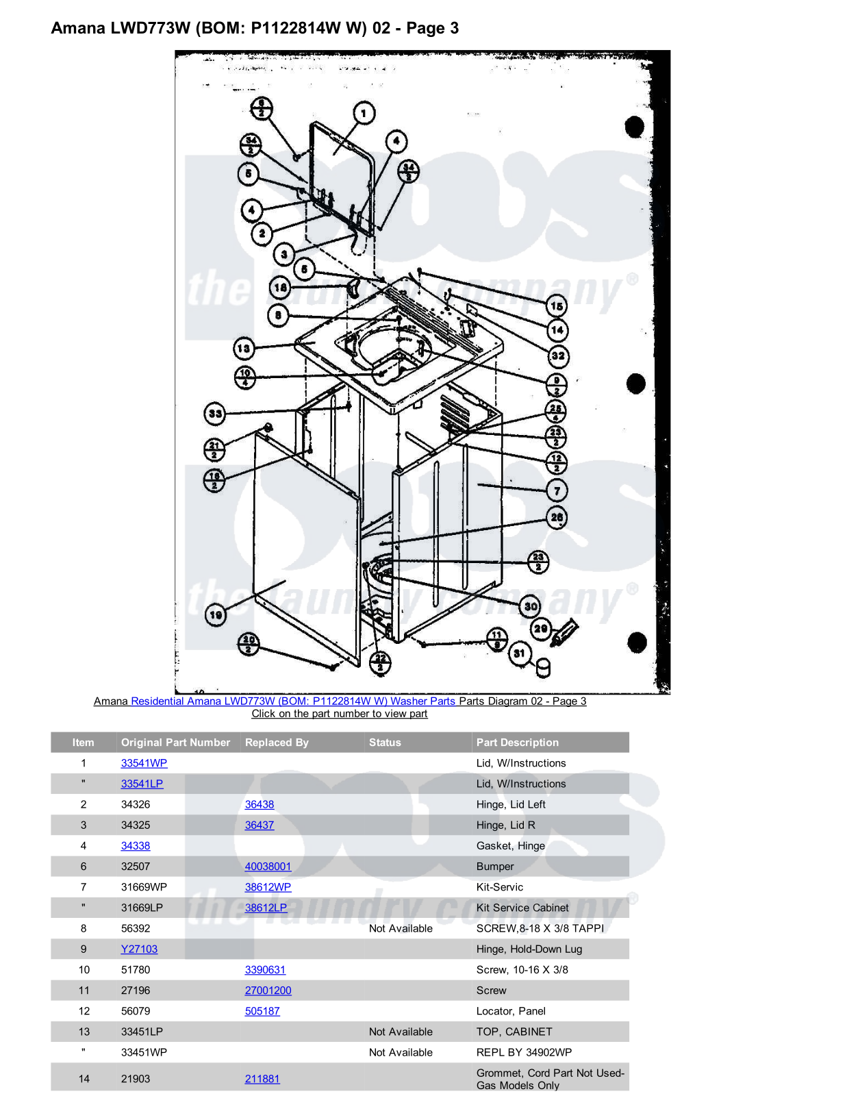 Amana LWD773W Parts Diagram