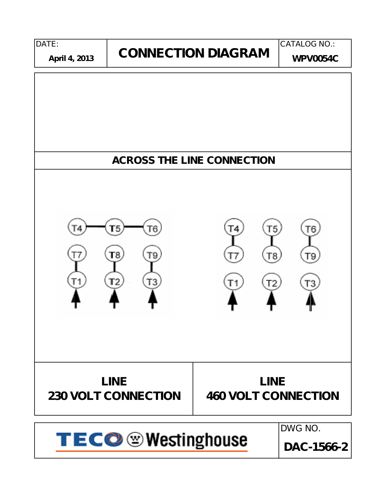 Teco WPV0054C Connection Diagram