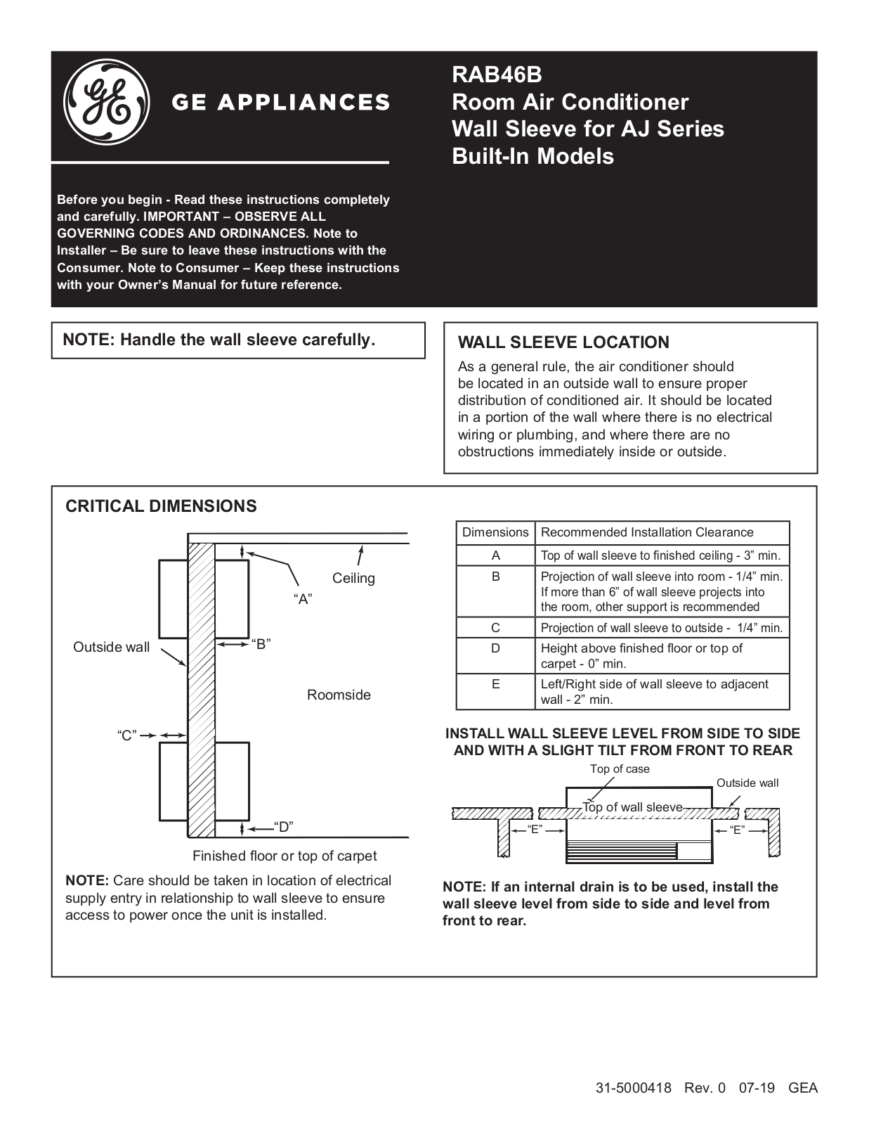 GE RAB46B Data Sheet