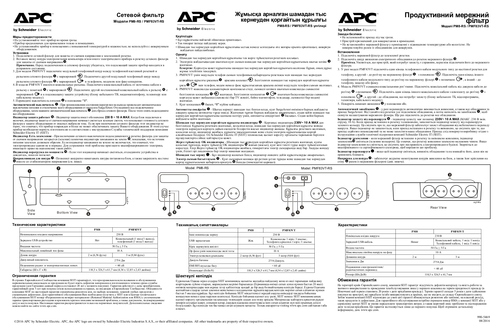 APC PMF83VT-RS User Manual