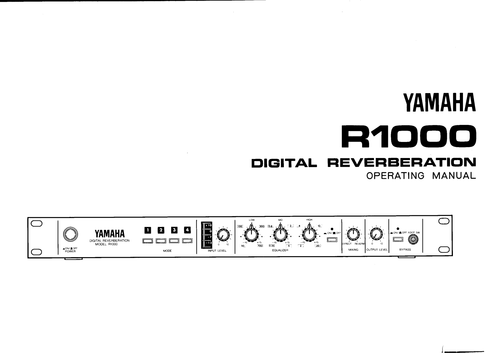 Yamaha R1000 User Manual