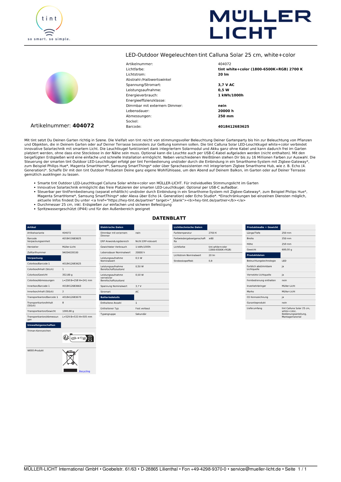 TINT MLI 404072 Datasheet - ManualMachine.com