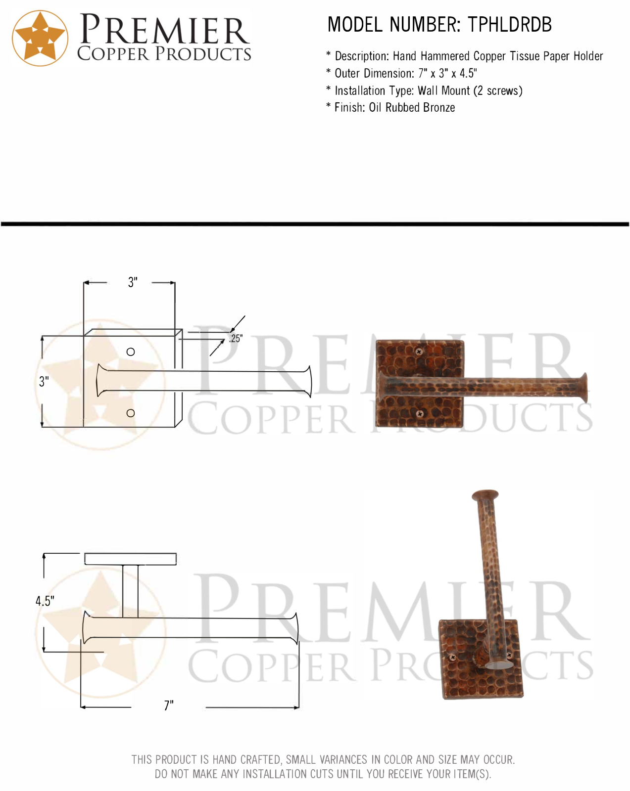 Premier Copper Products IER1373 Specifications - ManualMachine.com