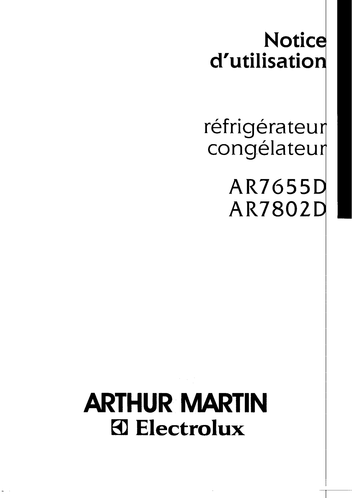 Arthur martin AR7655D, AR7802D User Manual