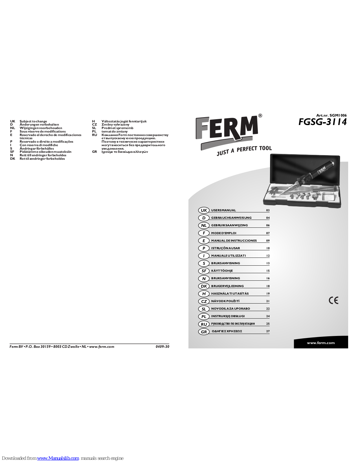 Ferm FGSG-3114 User Manual