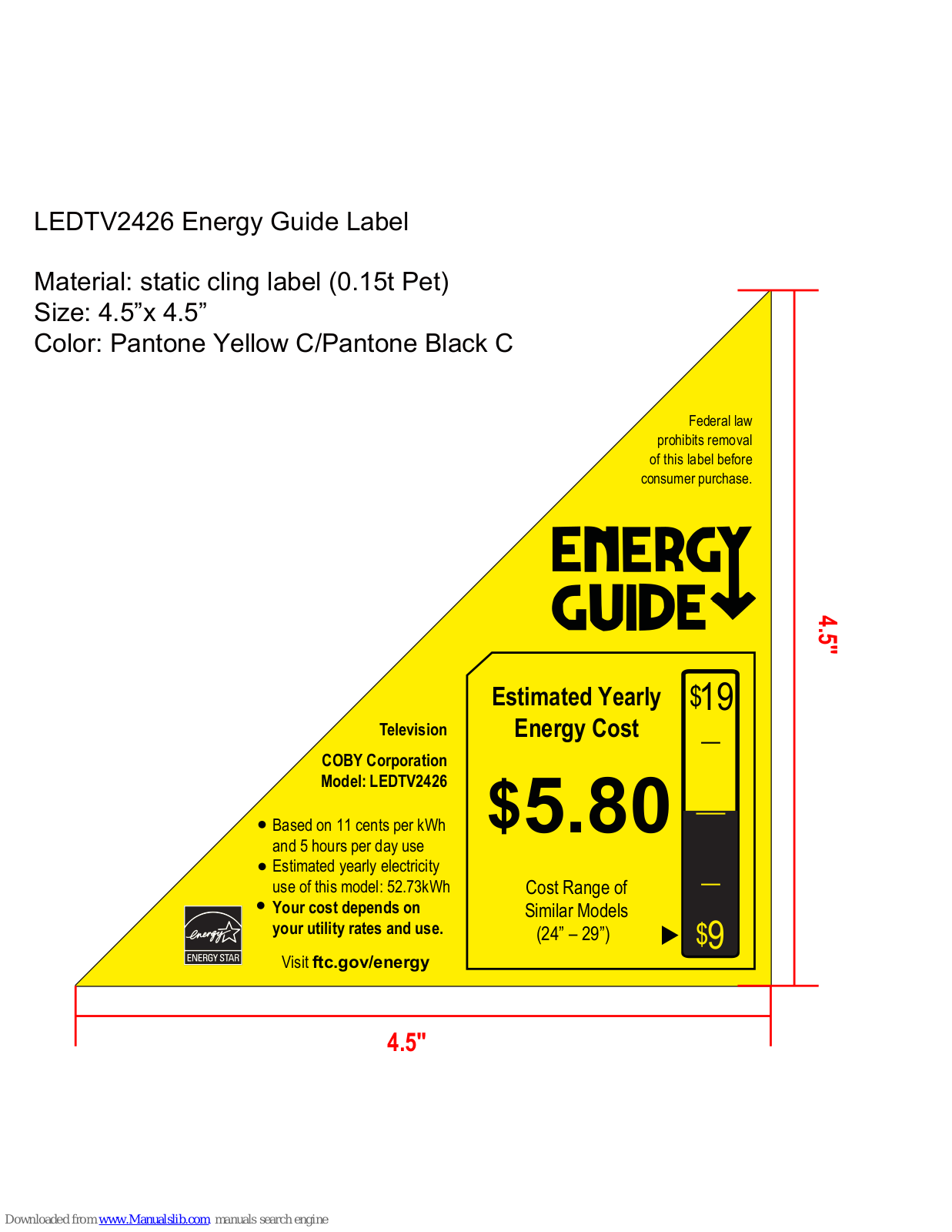 Coby LEDTV2426 Energy Manual