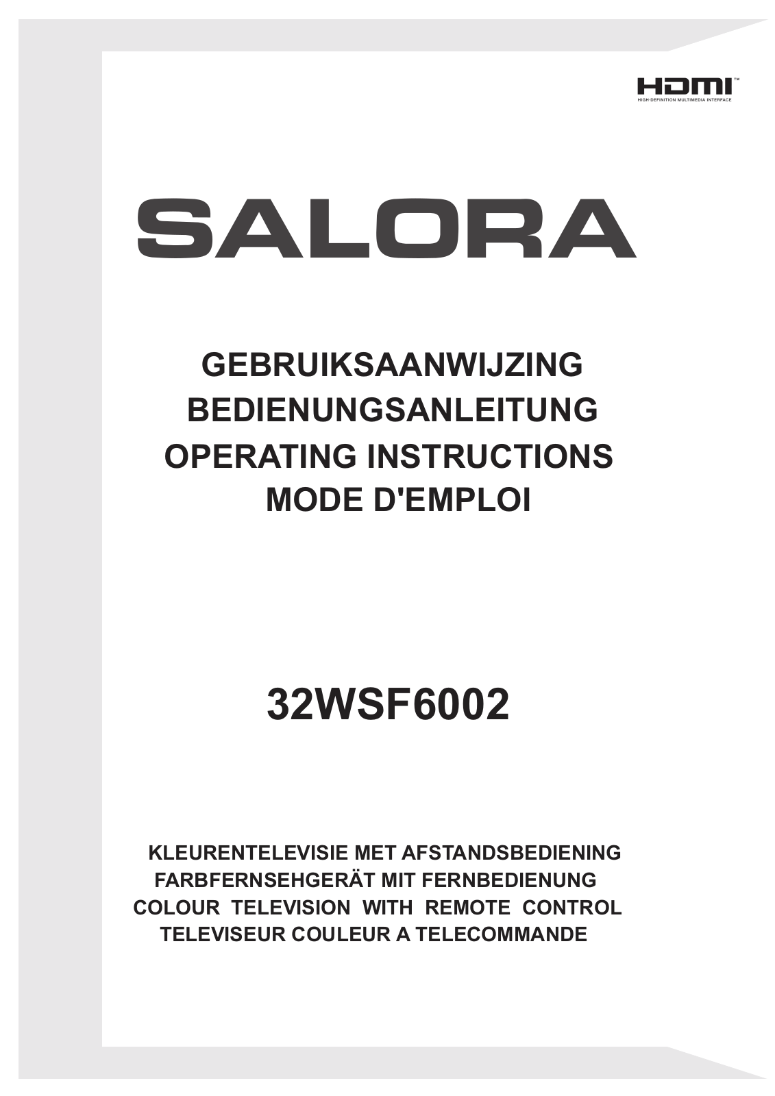 Salora 32WSF6002 Operating Instructions Manual