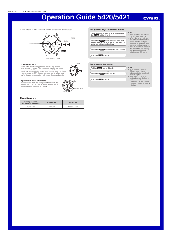 Casio 5420, 5421 Operation Guide