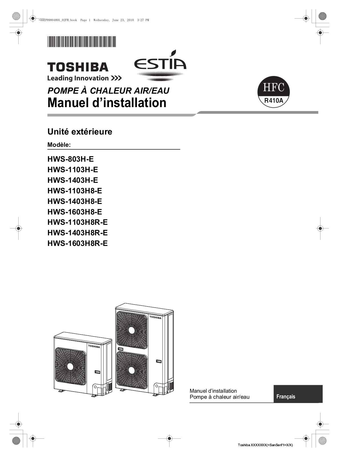 TOSHIBA HWS-803H-E User Manual