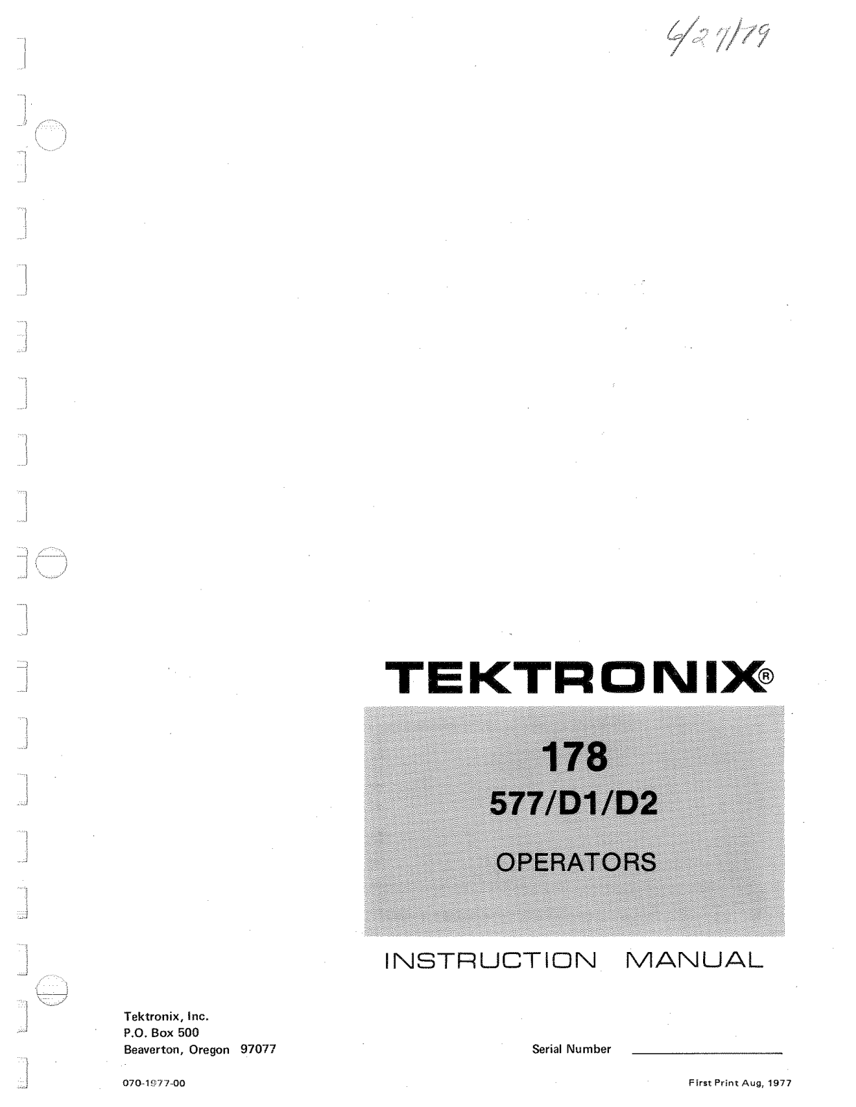 Tektronix 178 User Manual