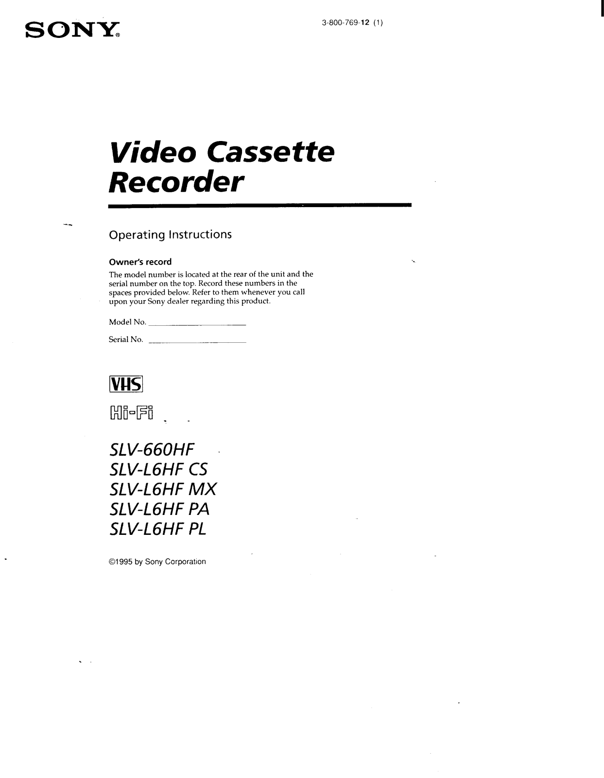 Sony SL-V660HF User Manual