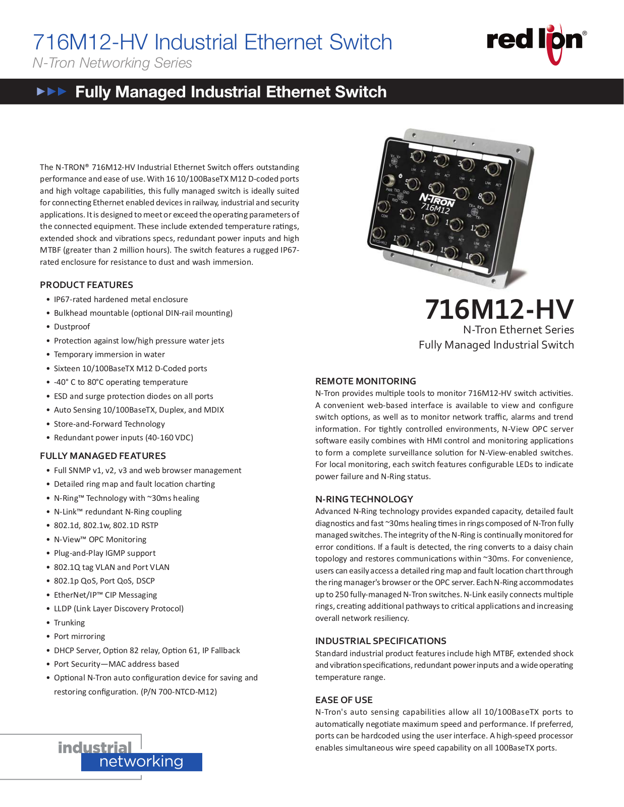 Red Lion 716M12-HV Data Sheet