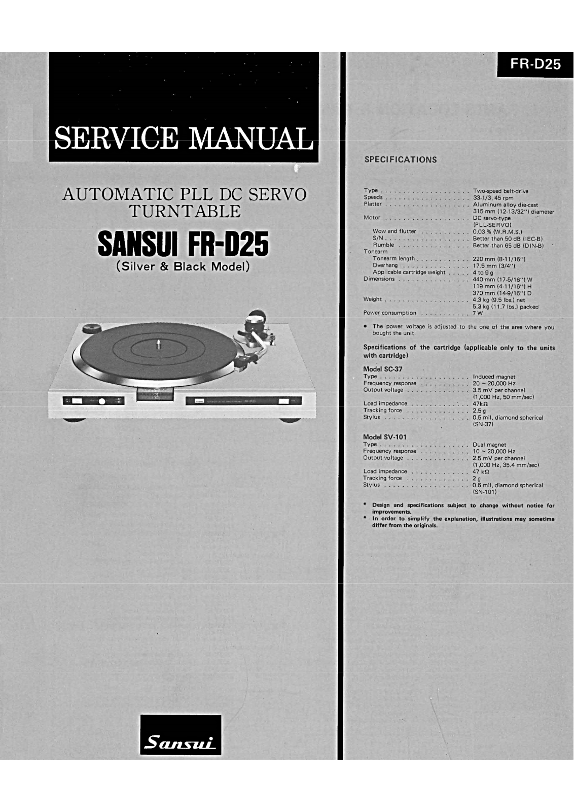 Sansui FR-D25 Service Manual