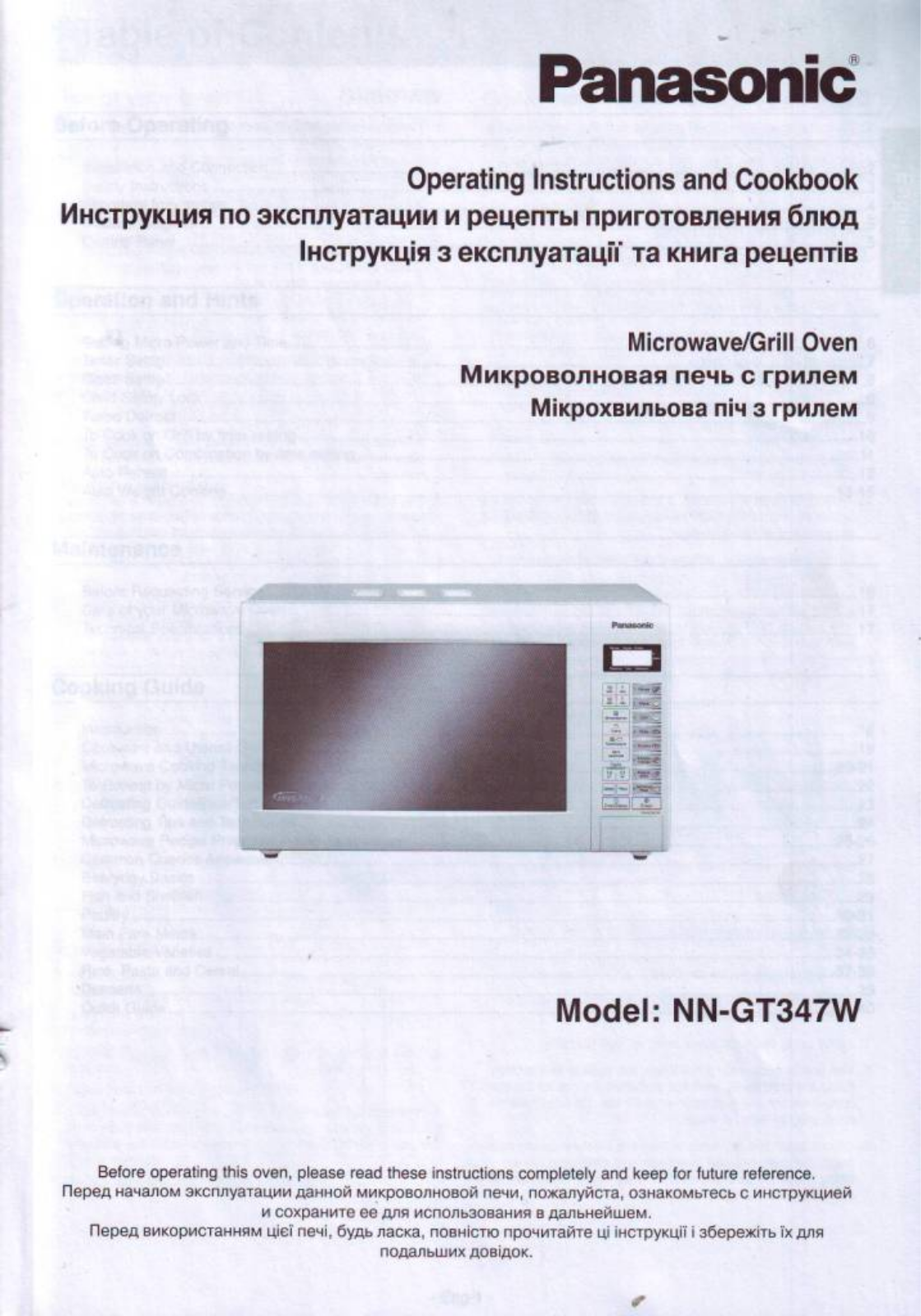 Panasonic NN-GT 347 WZPE User Manual