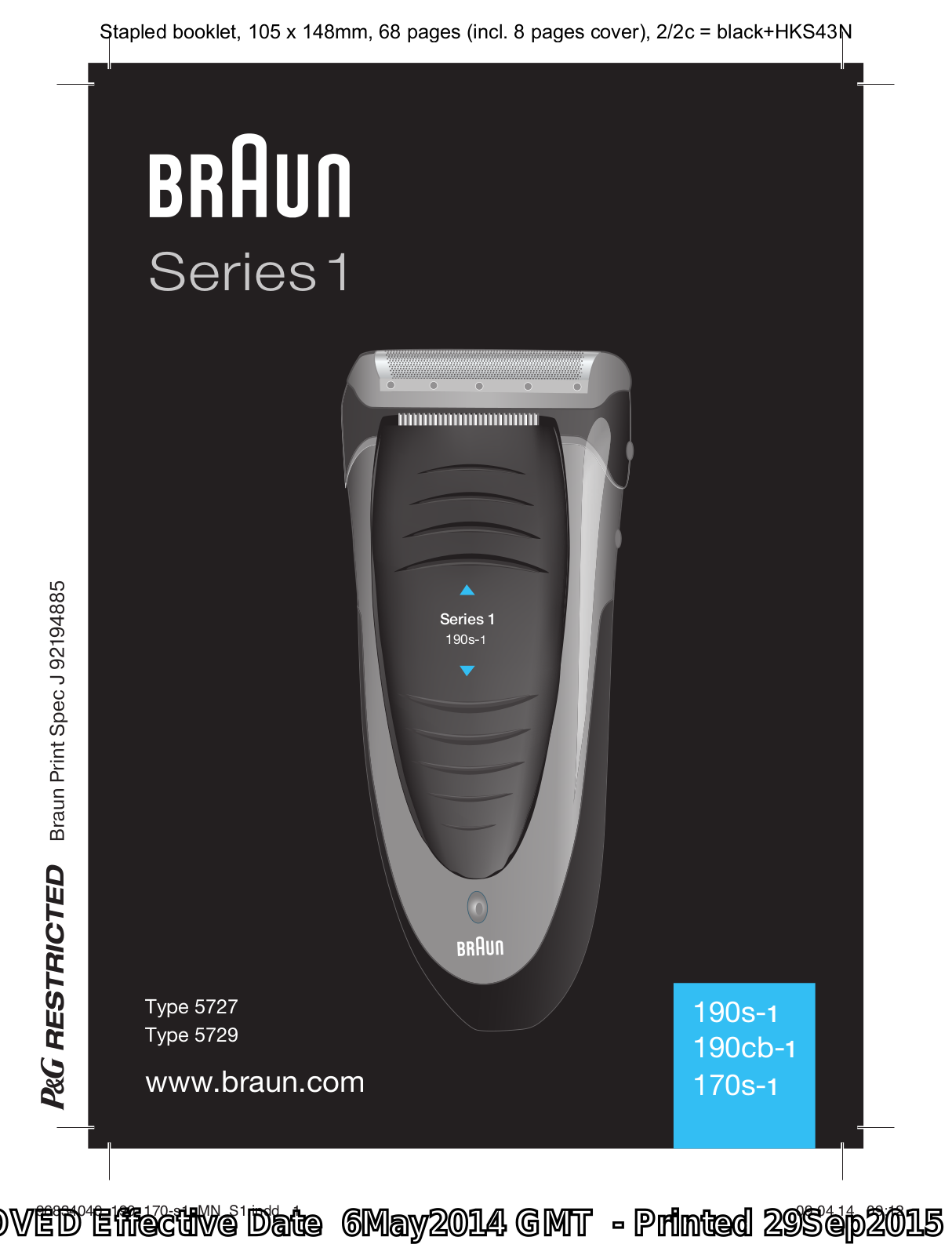 Braun 190cb-1, 190s-1, 170s-1 operation manual