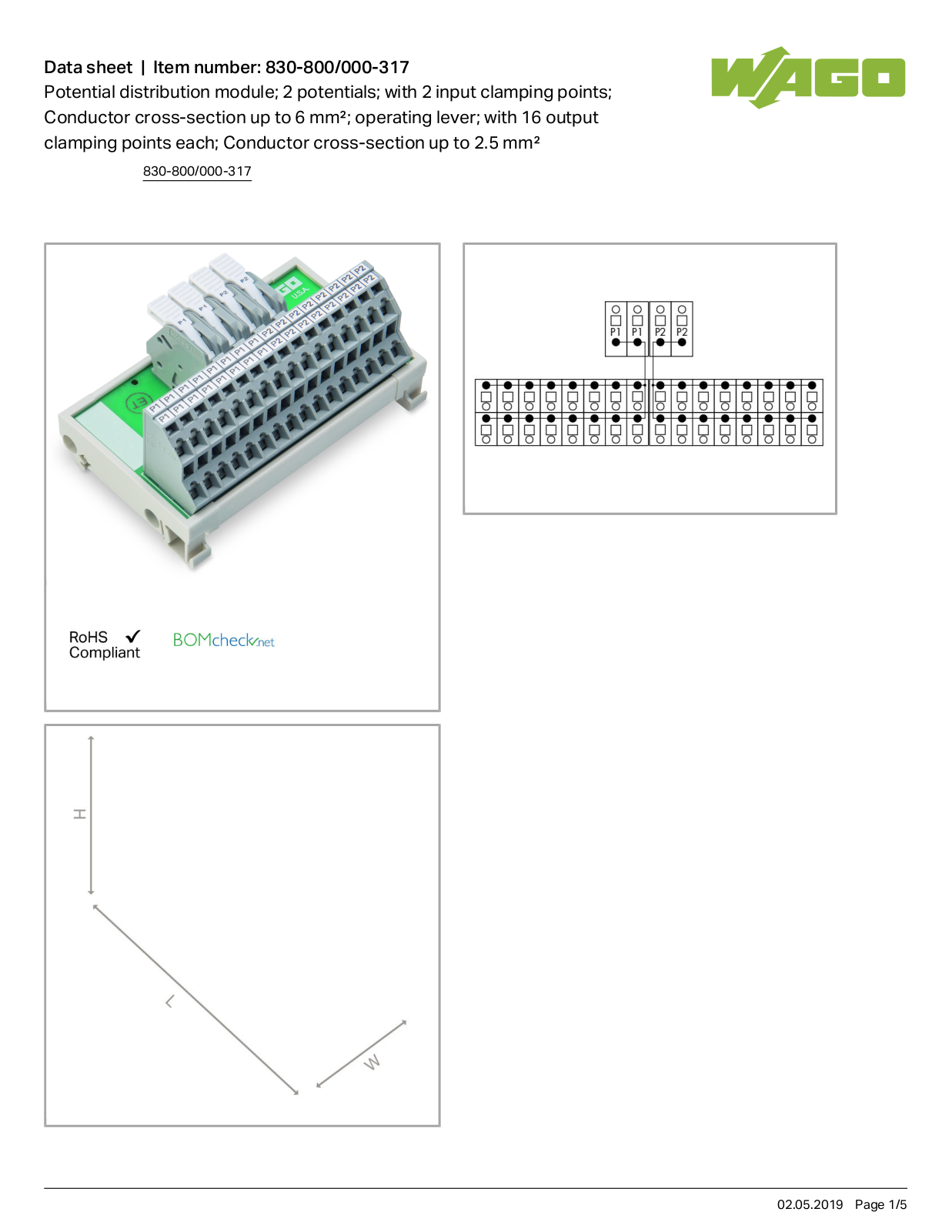 Wago 830-800/000-317 Data Sheet