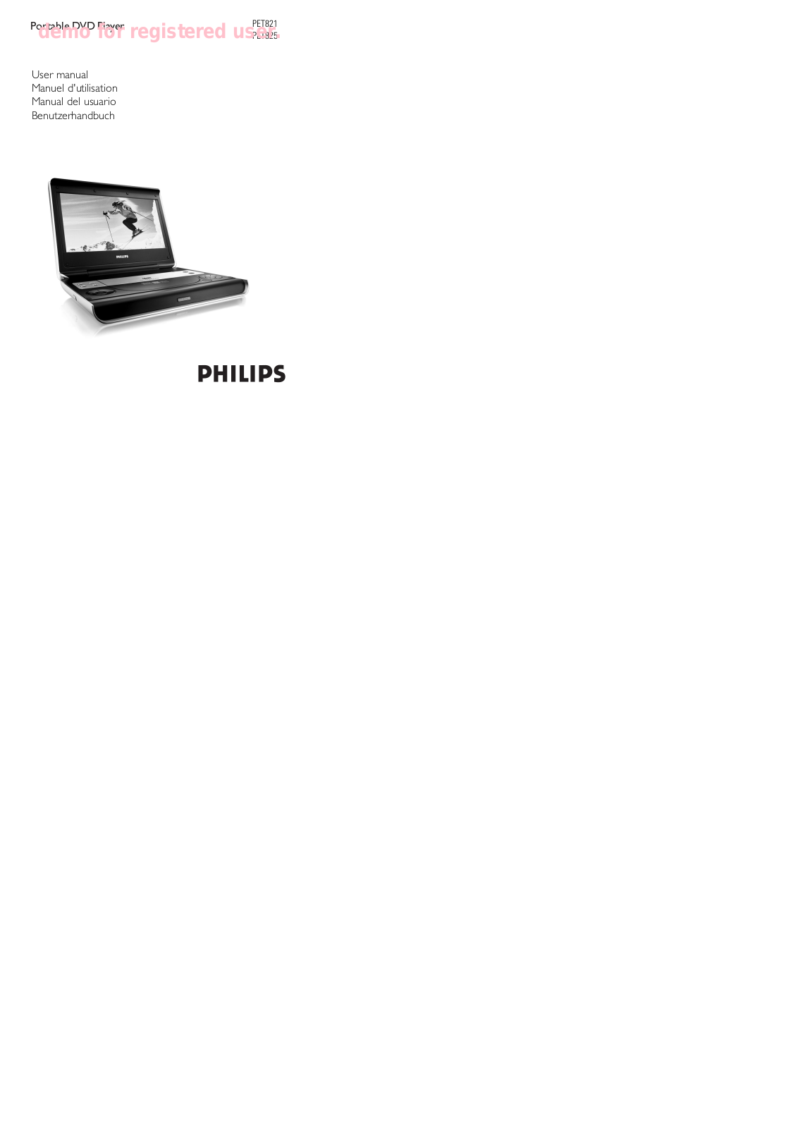 Philips PET825/00 User Manual