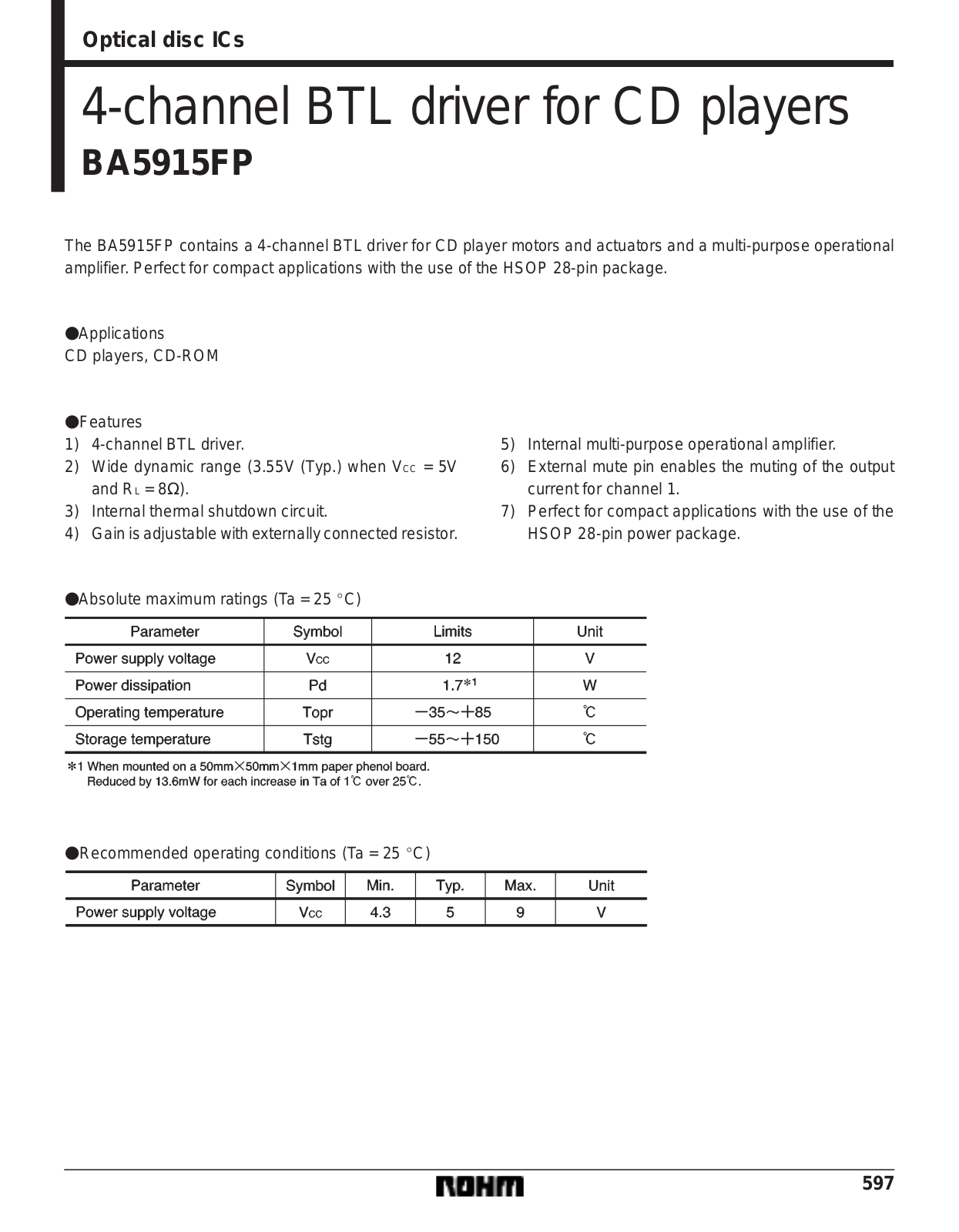 Datasheet BA5915FP Datasheet (ROHM) - ManualMachine.com