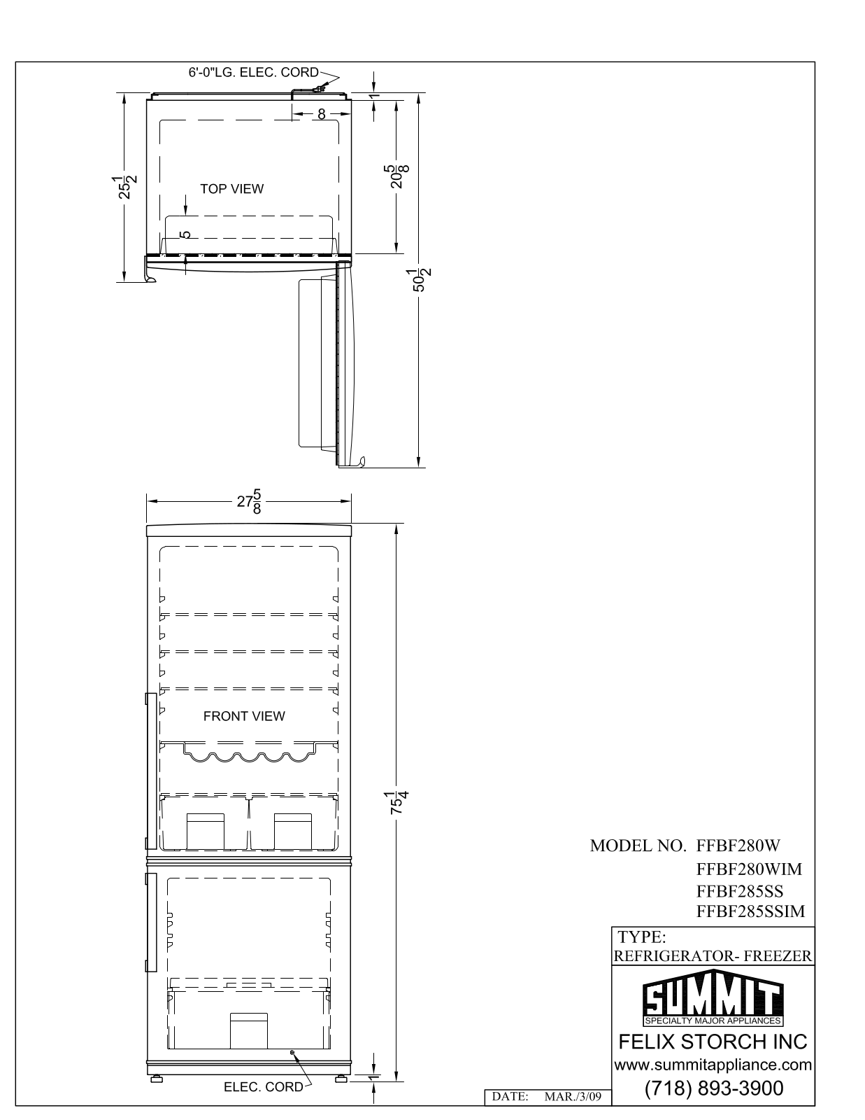 Summit FFBF285SSIM User Manual