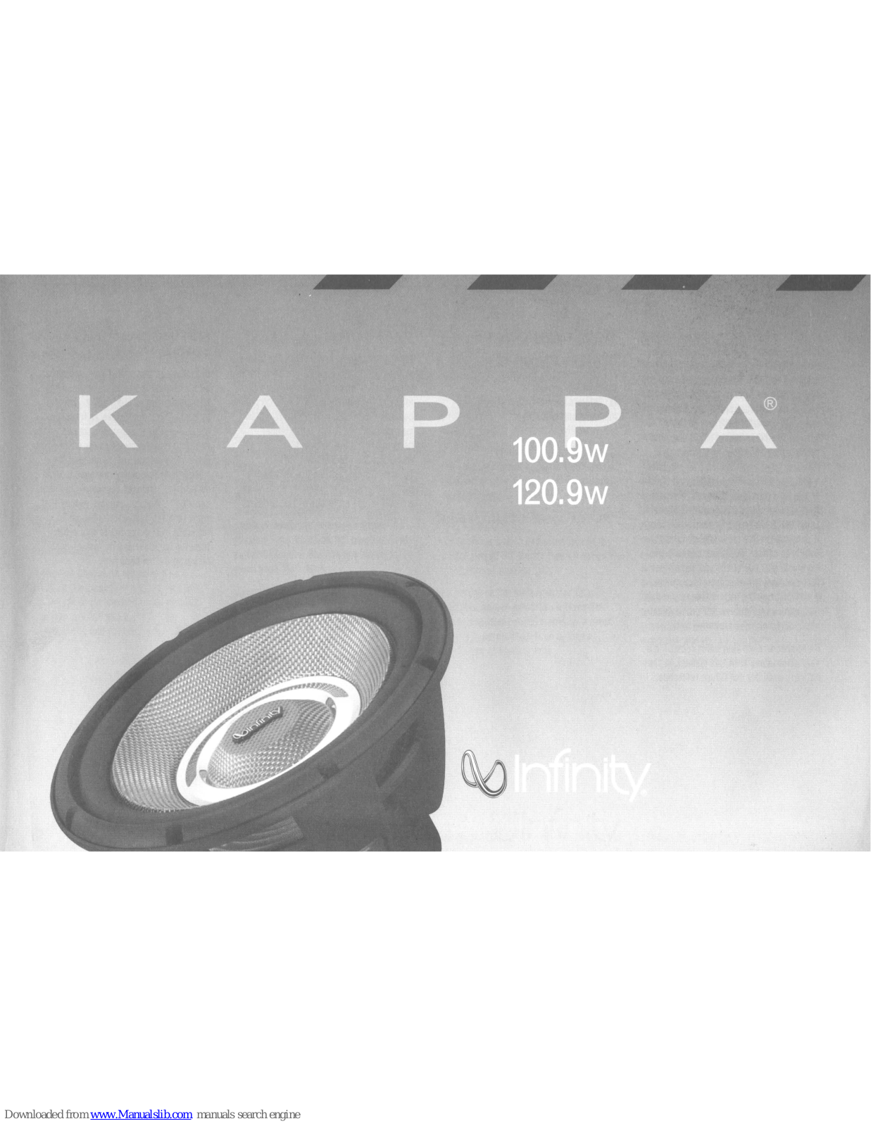 Infinity Kappa Series, Kappa 100.9w, Kappa 120.9w User Manual - ManualMachine.com