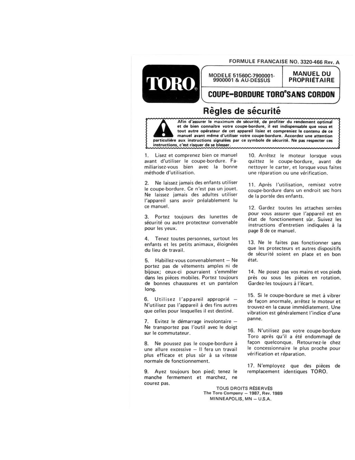 Toro 51560C Operator's Manual