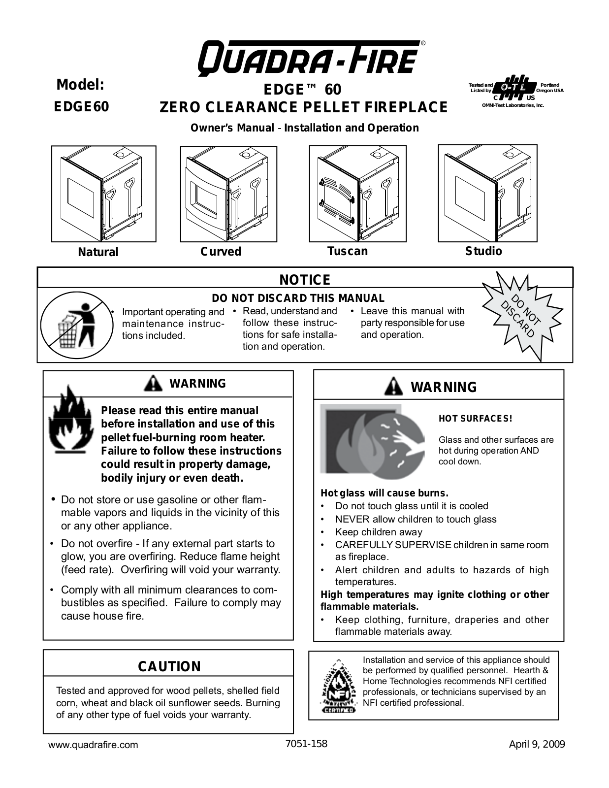 Quadra-Fire Edge60 Owner's Manual