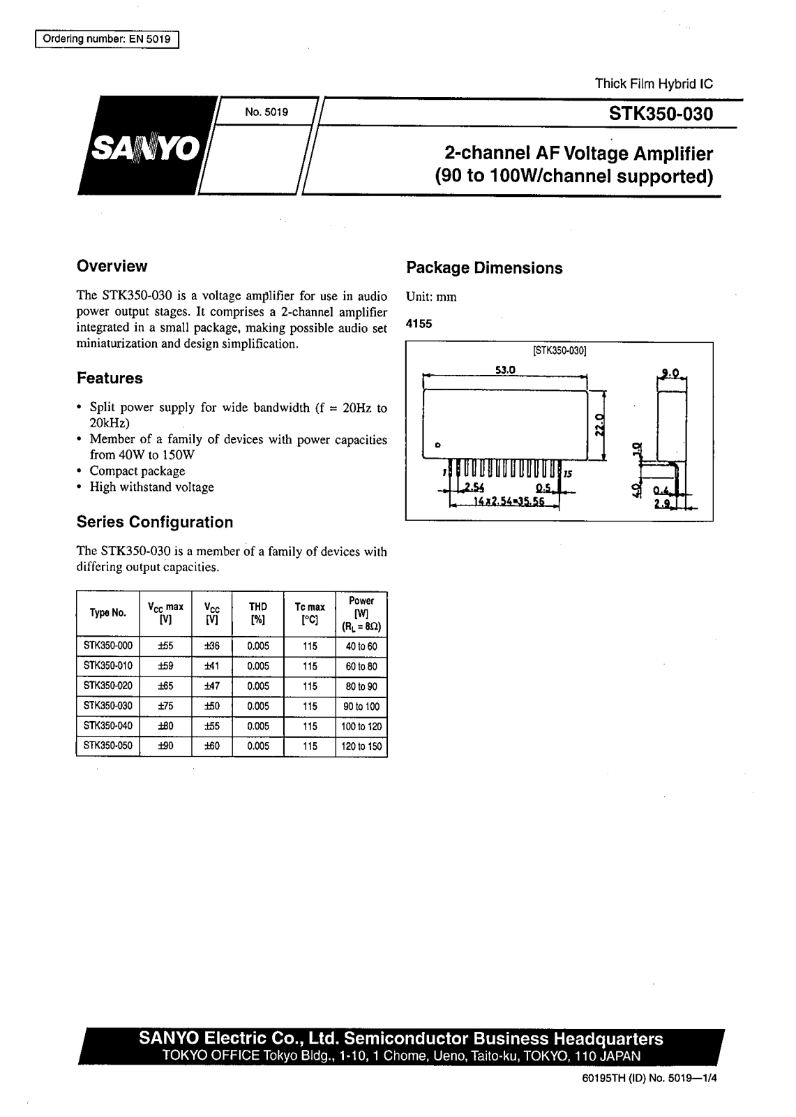 SANYO STK350-030 Datasheet