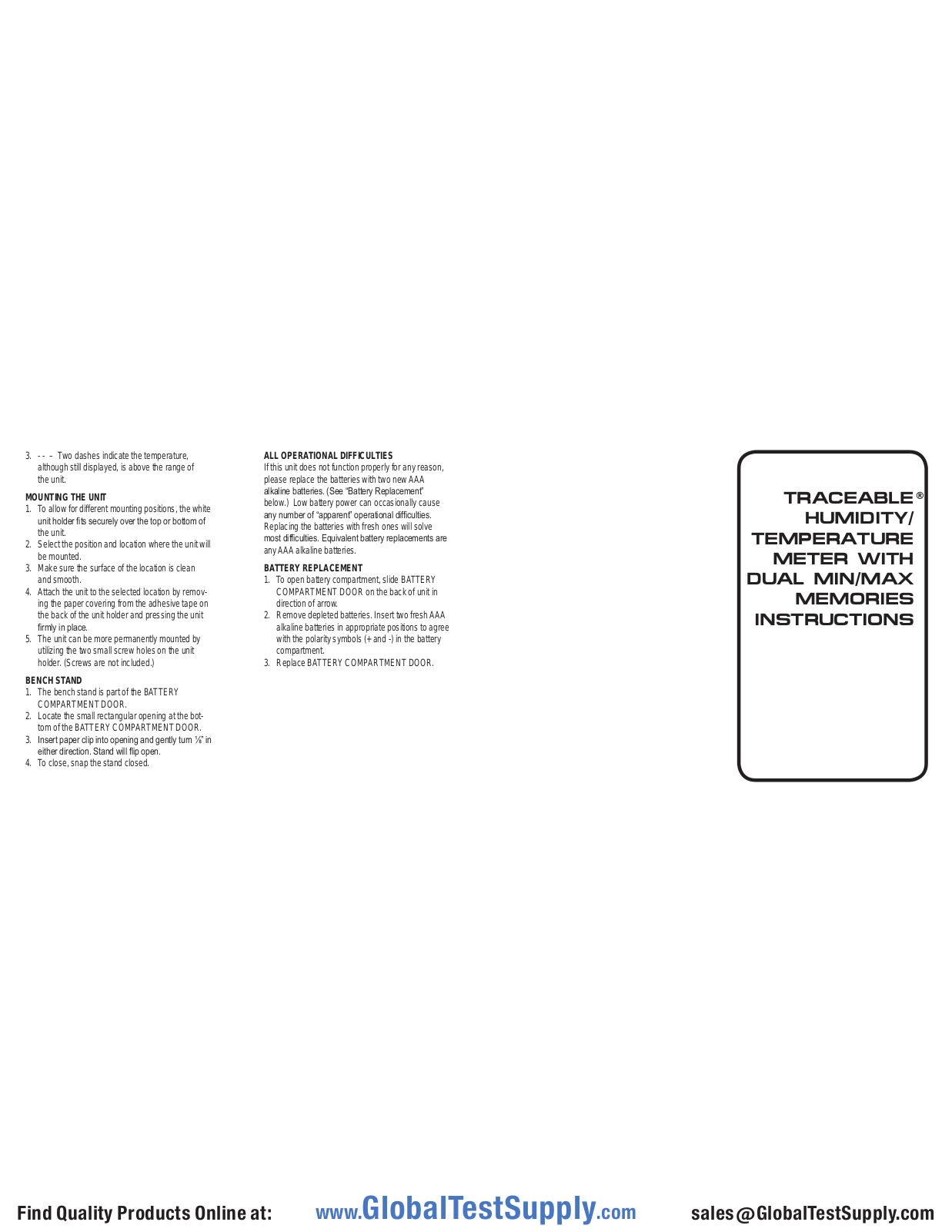 Traceable 98766-84 User manual