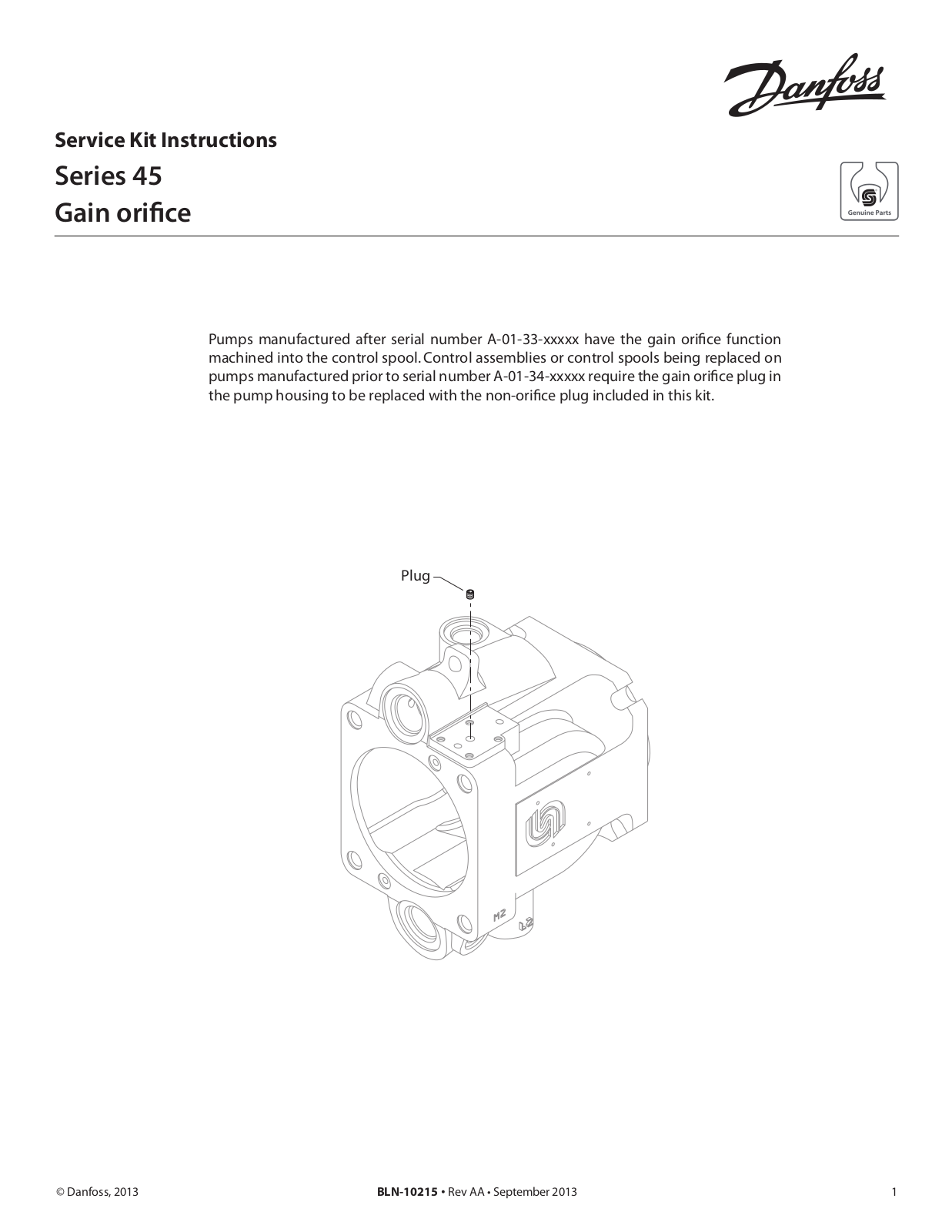 Danfoss Gain orifice Installation guide