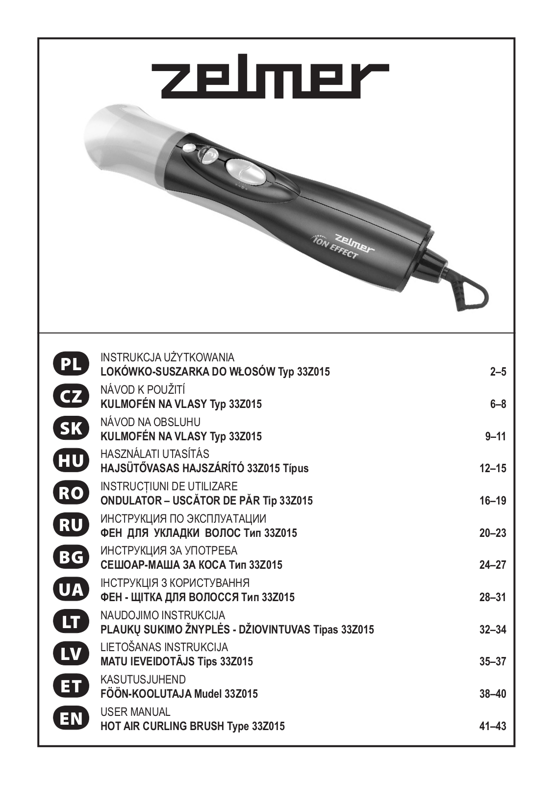 Zelmer 33Z015 User Manual