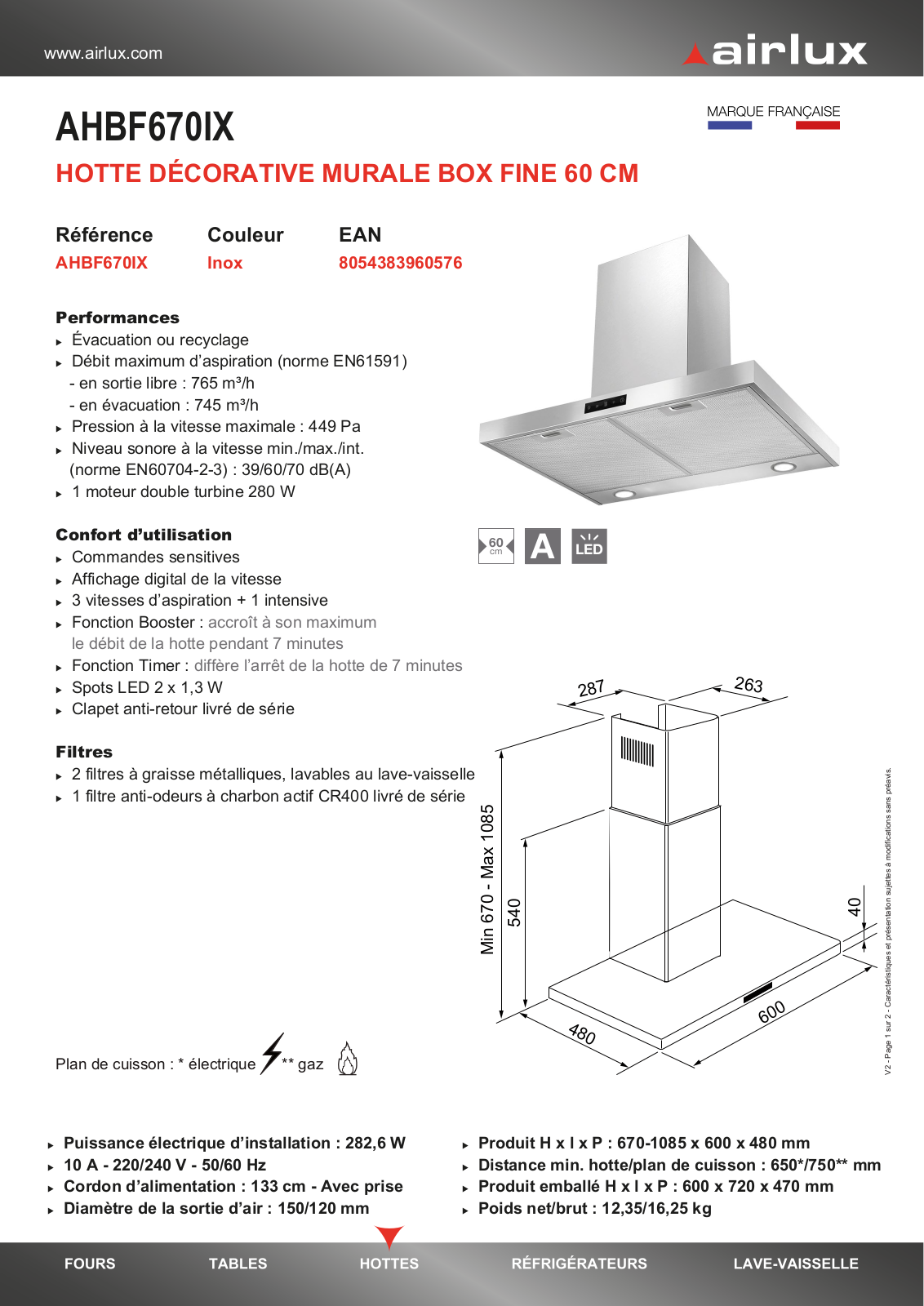 Airlux AHBF670IX DATASHEET