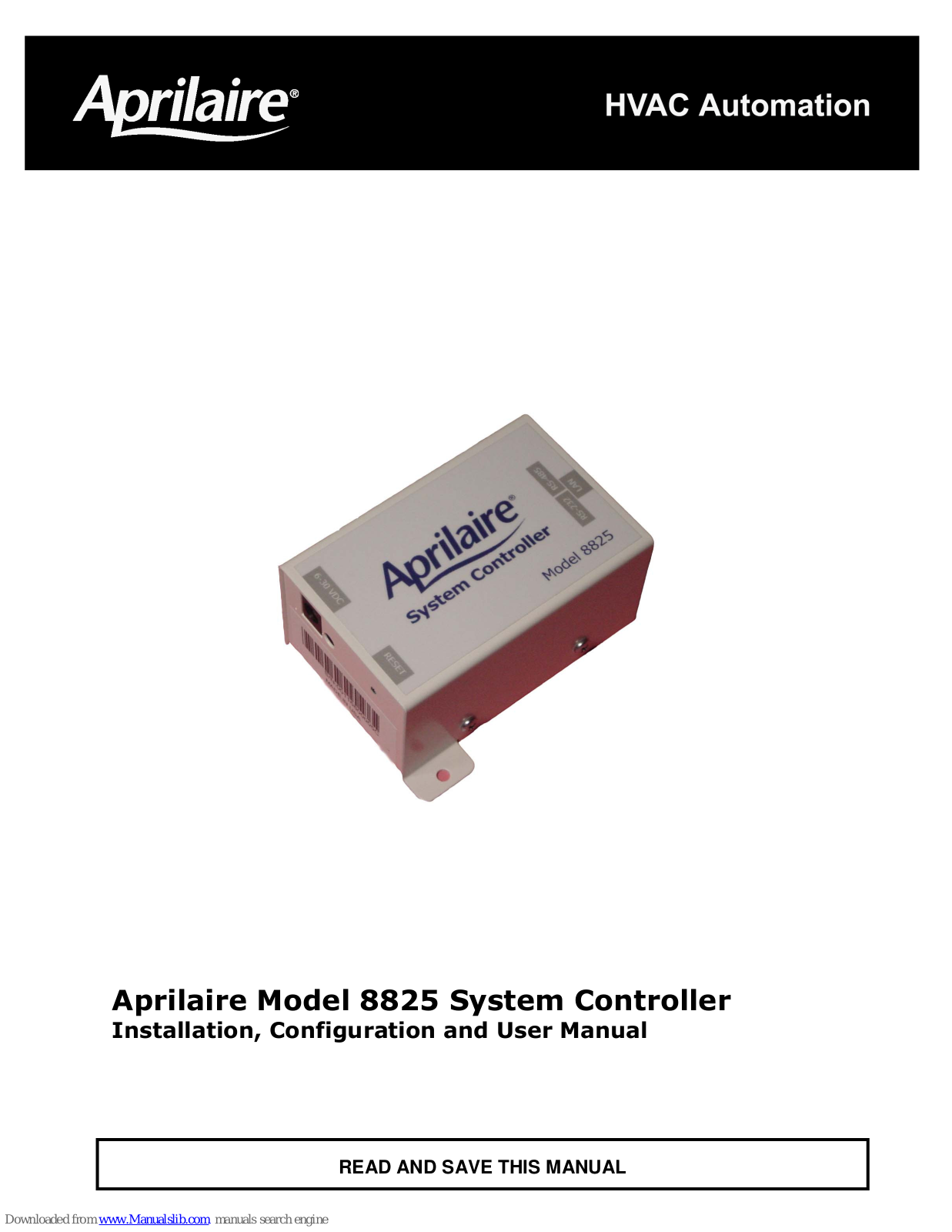 Aprilaire 8825 Installation, Configuration And User Manual