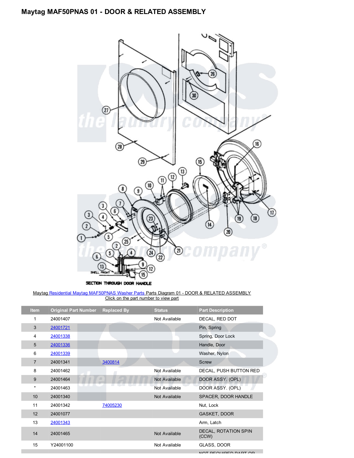 Maytag MAF50PNAS Parts Diagram