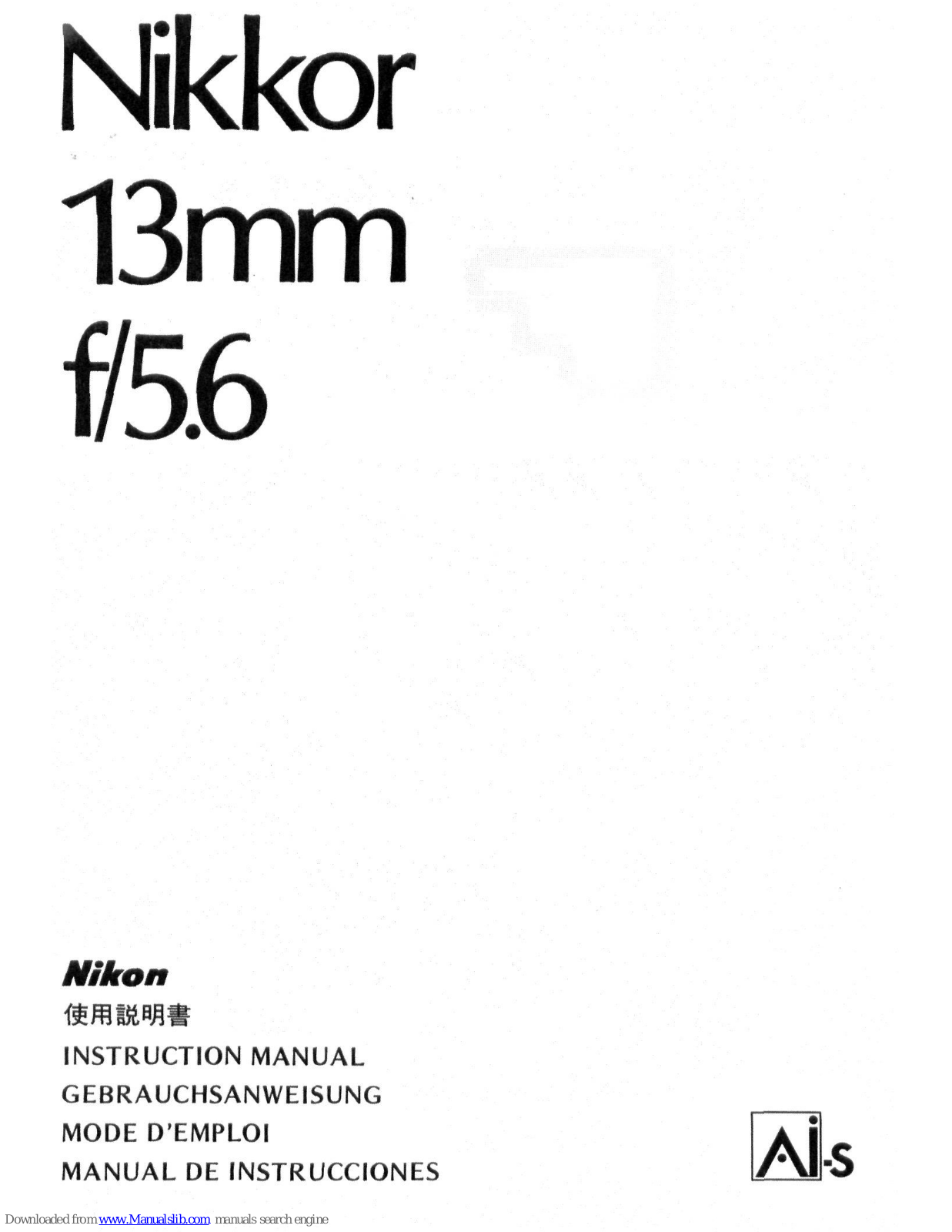 Nikon Nikkor 13mm f/5.6 Instruction Manual - ManualMachine.com
