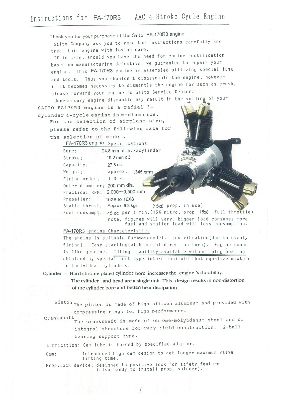 Saito FA-170R3 User Manual