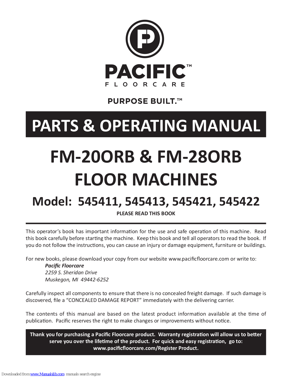 Pacific 545411, 545413, 545422, FM-20ORB, FM-28ORB Installation Manual