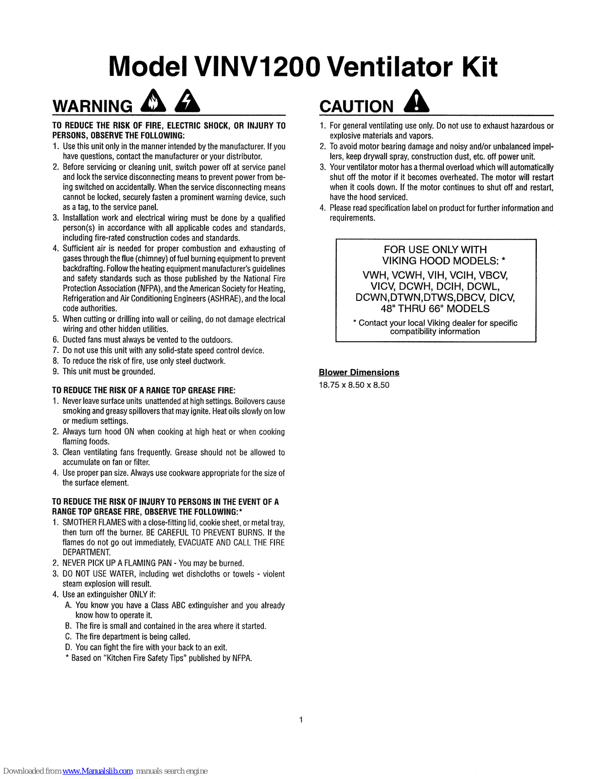 Viking DTWN3648SS, DCIH5404SS, DTWN4248SS, DTWN4848SS, DTWS4849SS Installation Instructions Manual