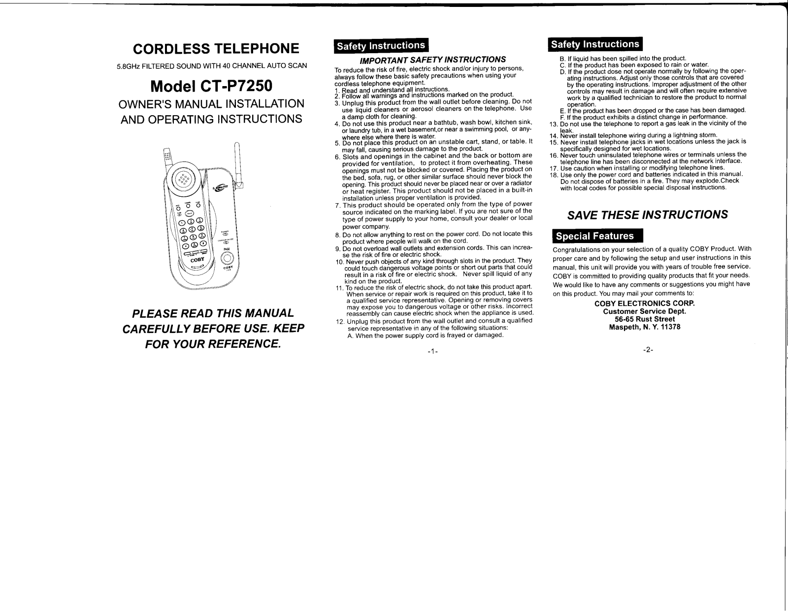 Coby CT-P7250 User Manual