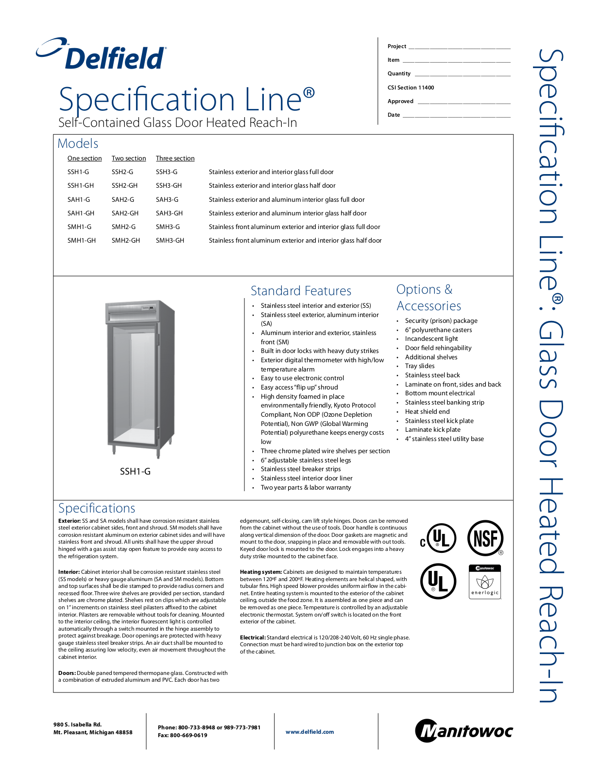 Delfield SAH1-G General Manual