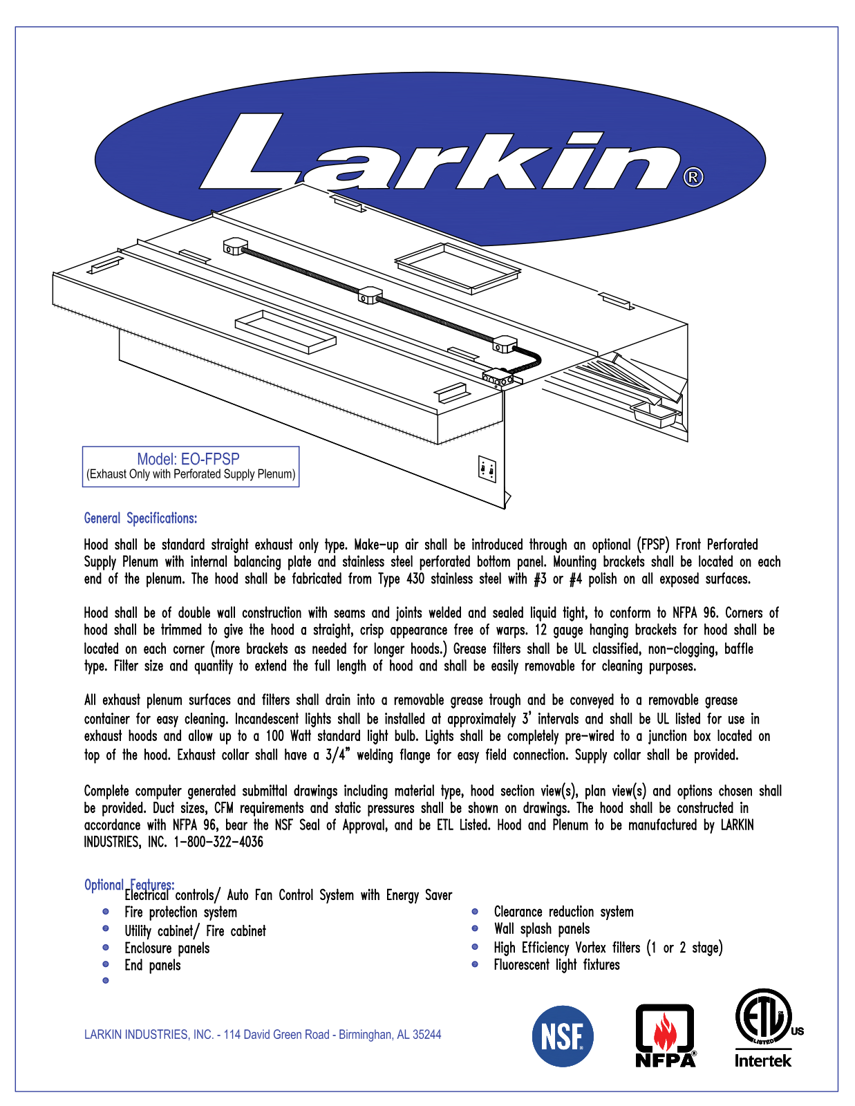 Larkin EO-FPSP User Manual