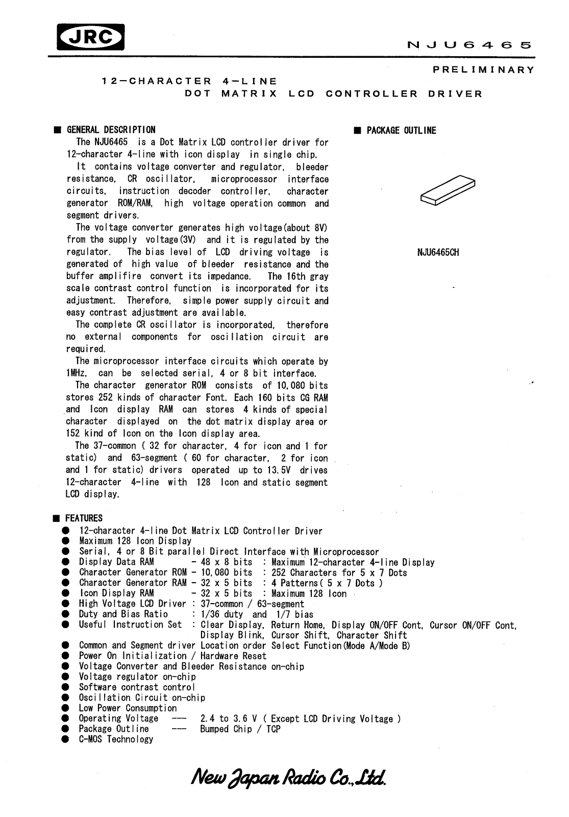 JRC NJU6465CH Datasheet