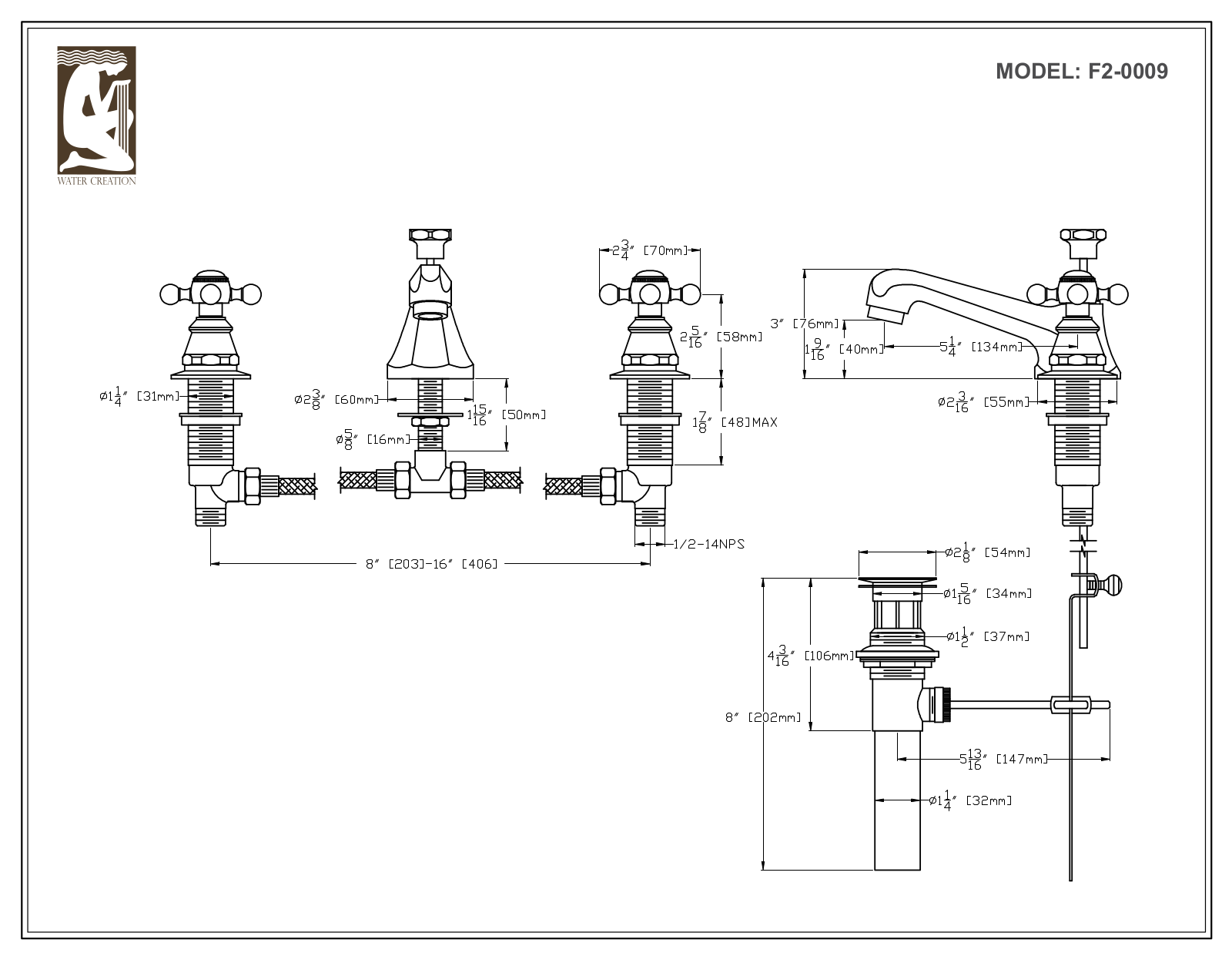 Water Creation PA60D0109PW, PA60D0109CG, PA60D0509CG, PA60D0509PW, PA72D0109PW Specifications