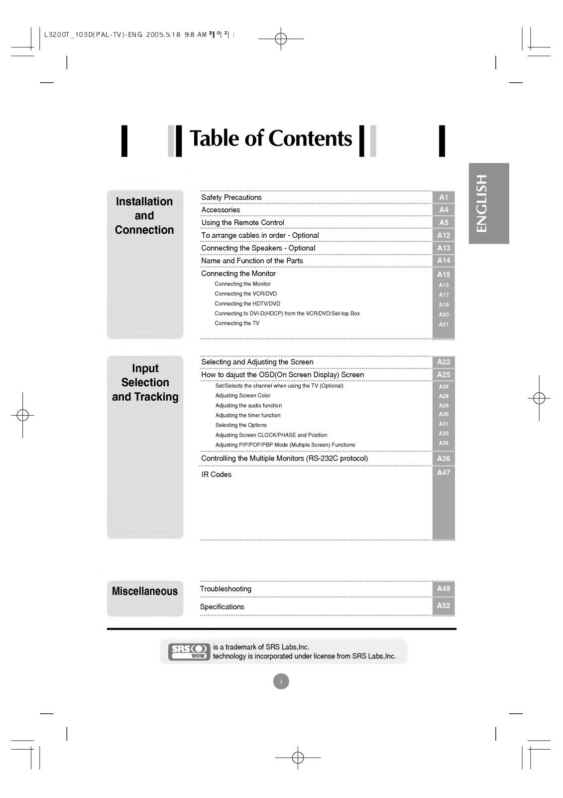 LG L4200TF, L3200TFK User Manual