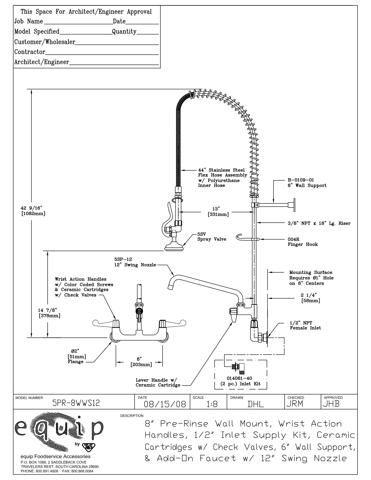 T & S Brass & Bronze Works 5PR-8WWS12 General Manual