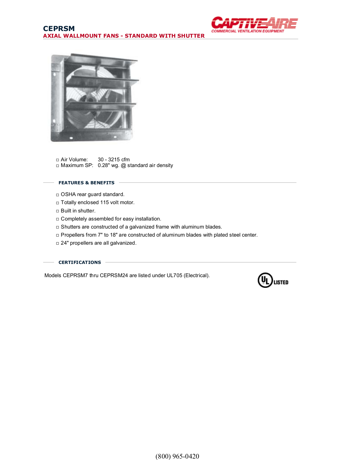 CaptiveAire CEPRSM24 User Manual