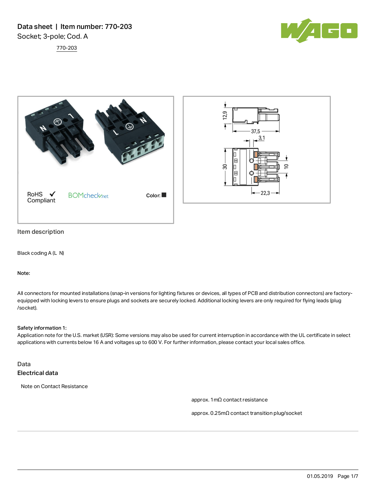 Wago 770-203 Data Sheet