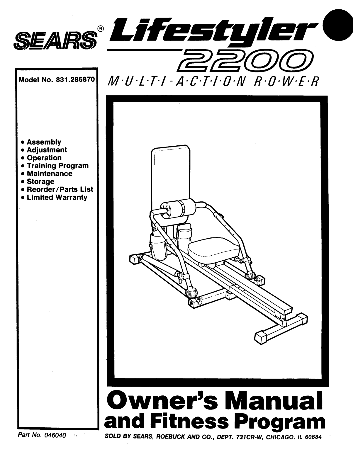 Lifestyler 831.286870 Owner's Manual