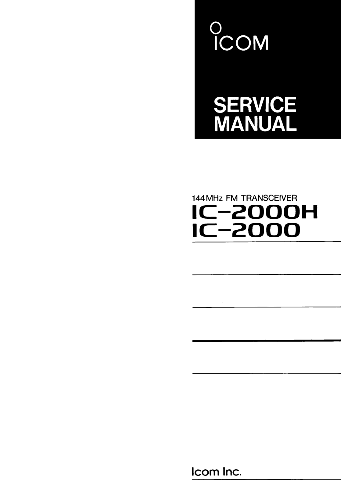 Icom IC-2000H, IC-2000 Service Manual
