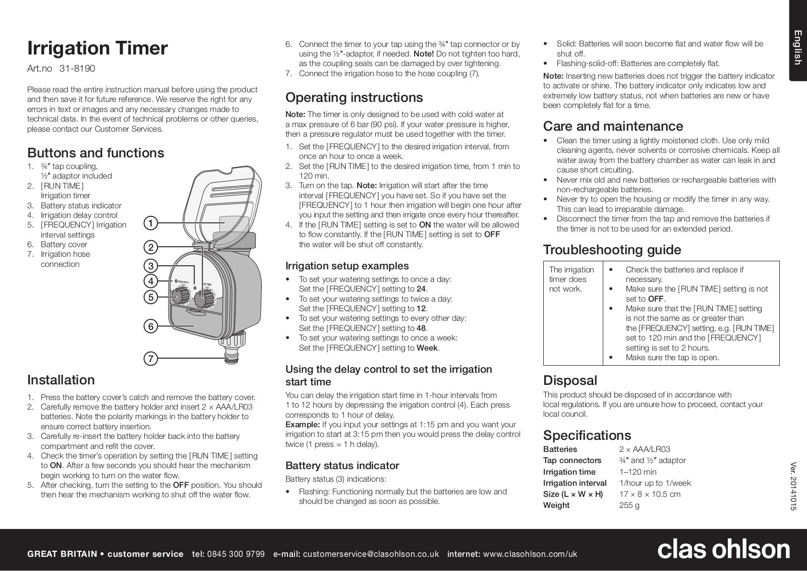 Clas Ohlson 31-8190 User Manual