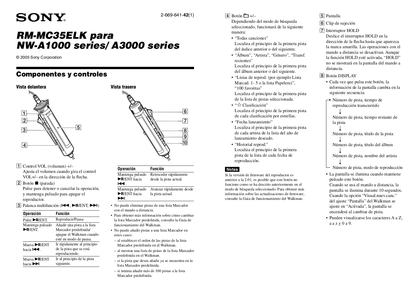 Sony NW-A3000, NW-A1000 User Manual